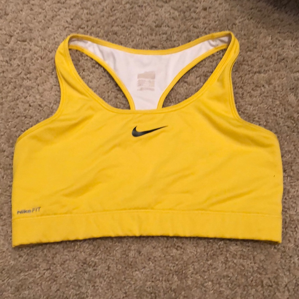 Yellow NIKE sports bra